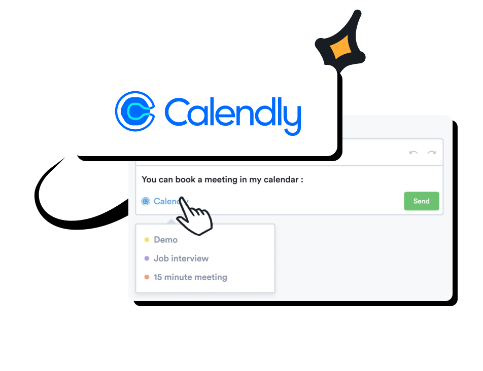 Picture illustration of native Calendly integration in Overloop